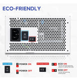 Fuente De Poder 1000w Atx 3.1, Pcie 5.1, 80+ Gold Vetroo Blanco