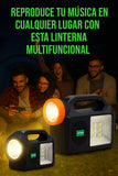 Radio Parlante Con Panel Solar Linterna+3bombillos Fm Am Bt Negro