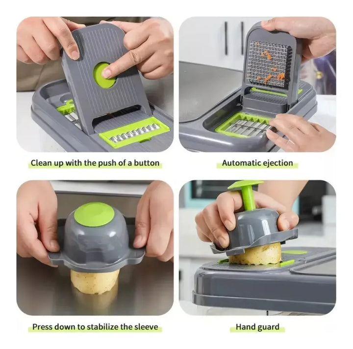 Cortador De Verduras Mandolina 28 En 1 Rallador Rebanador Gris