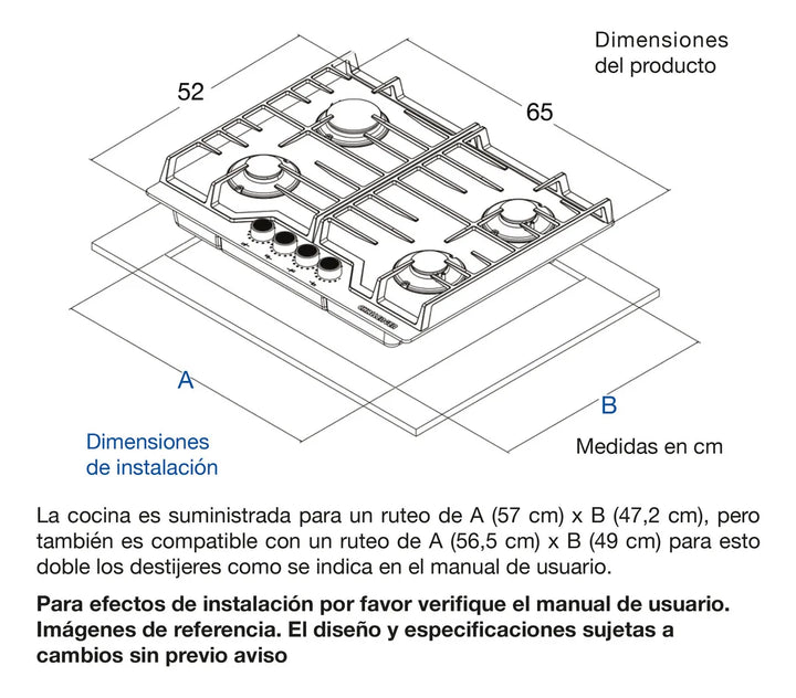 Estufa De Empotrar Challenger 4 Puestos Vidrio Sq 6765 Ae