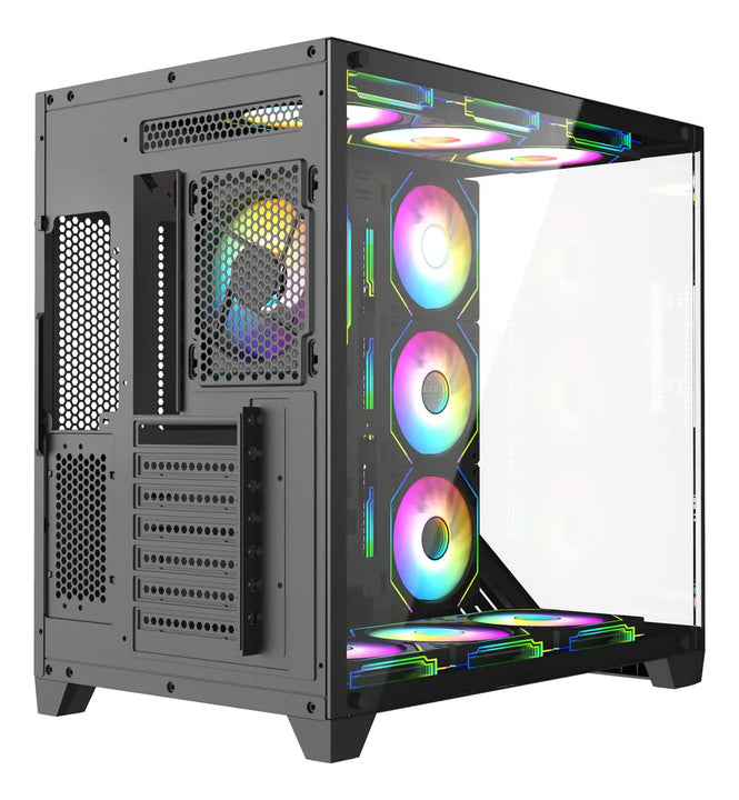 Gabinete Gamer Iceberg Crystal Wave L 7 Ventiladores Argb Color Negro