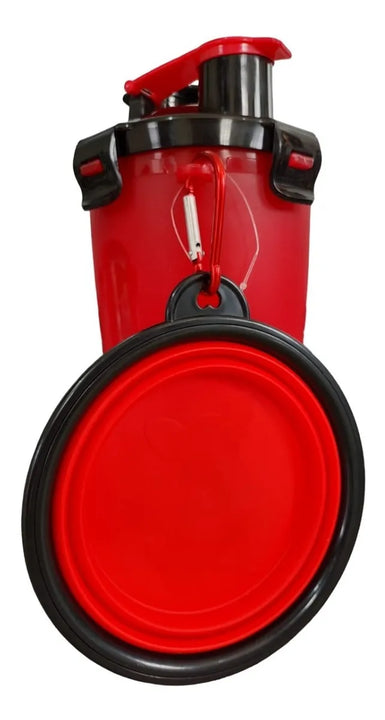 Termo Bebedero Comedero Mascotas Perro Gato Plato Plegable