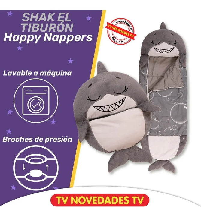 Peluche Almohada Y Saco De Dormir - Happy Nappers Tiburón