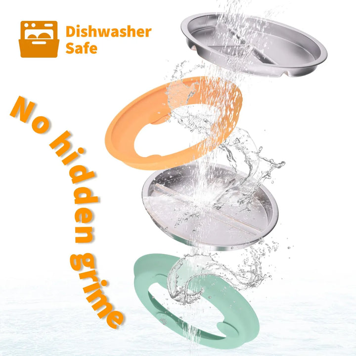 Plato Antideslizante De Acero Inoxidable Para Niños 2 Unidad