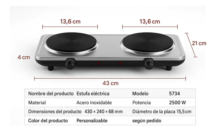 Fogon Estufa Eléctrica Sokany Dos Puestos Perillas Ajuste Temperatura Cocina Rápida Portátil Compacta Bajo Consumo Superficie Fácil Limpieza Potente Electrodoméstico Hogar Cocinas Modernas Eficiente