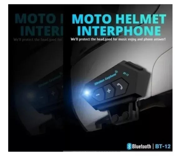 Intercomunicador Auriculares Casco Bluetooh Bt12 Moto Musica Sikeo Color Negro