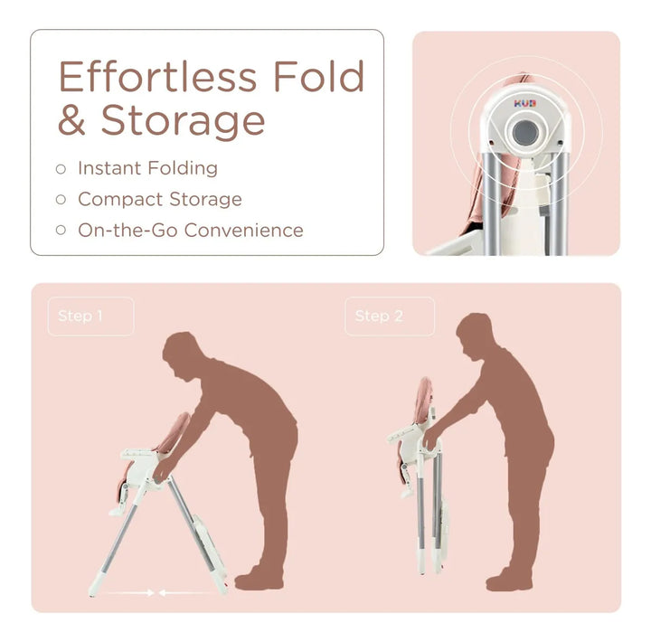 Silla Alta Plegable 3 En 1 Para Bebé 7 Alturas 4 Reclinables