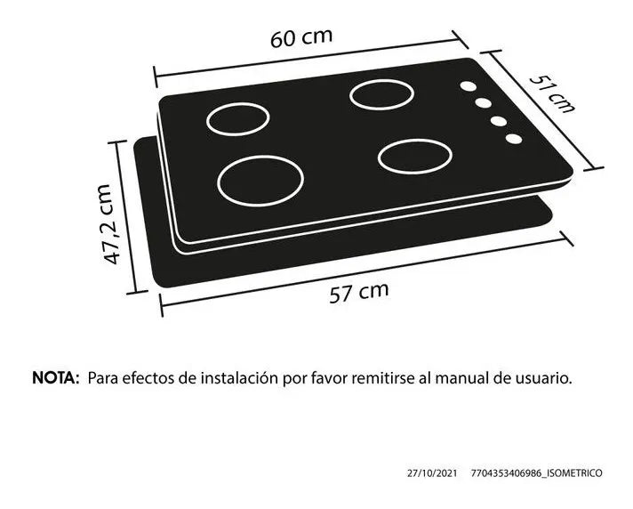 Estufa De Empotrar Tandoori Cristal Gas Natural Haceb 9002295 Color Negro
