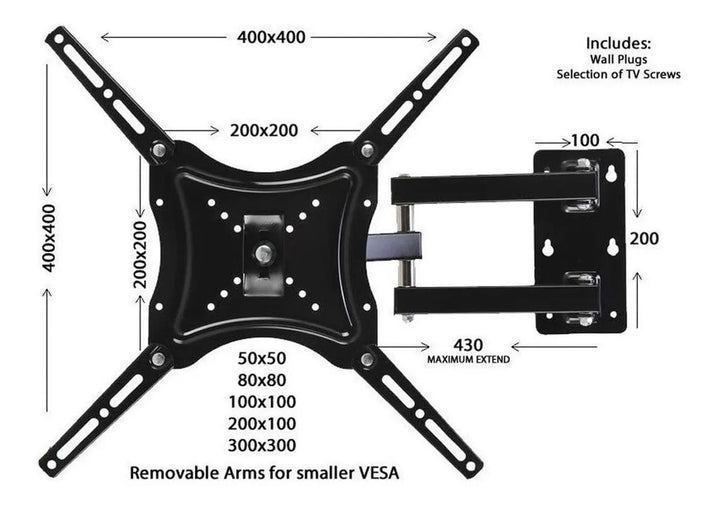 Base Soporte Para Tv De 14 Hasta 55 Pulgadas 50kg Brazo Tv C Negro