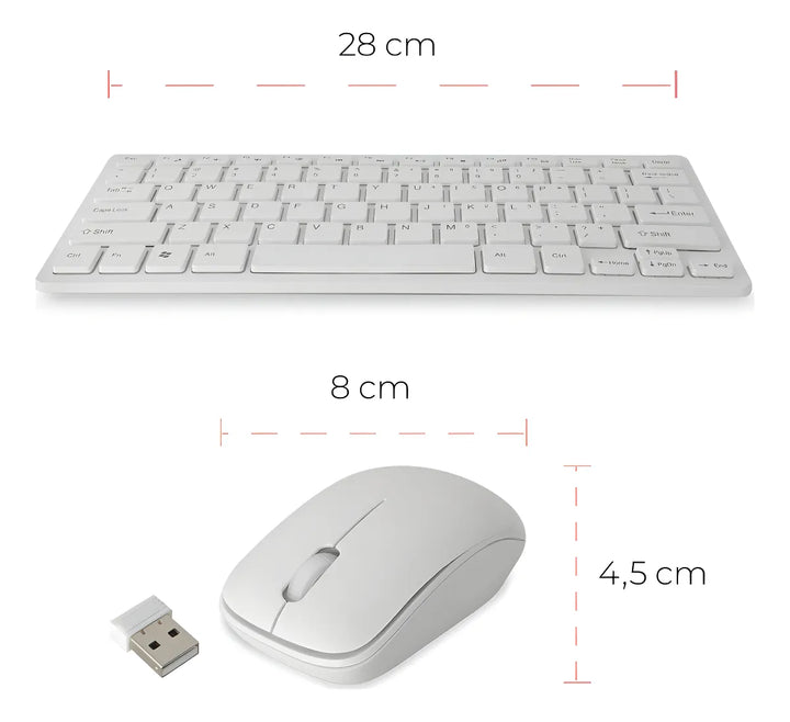 Kit Mini Teclado + Mouse Óptico Inalámbrico Para Pc Mac Color Del Teclado R-p0527 K03 Teclado Blanco