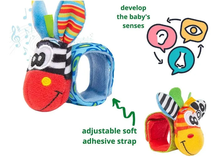 Sonajeros Bebés Manos Y Pies Medias Y Manillas Estimulación Varios Jirafa Y Cebra