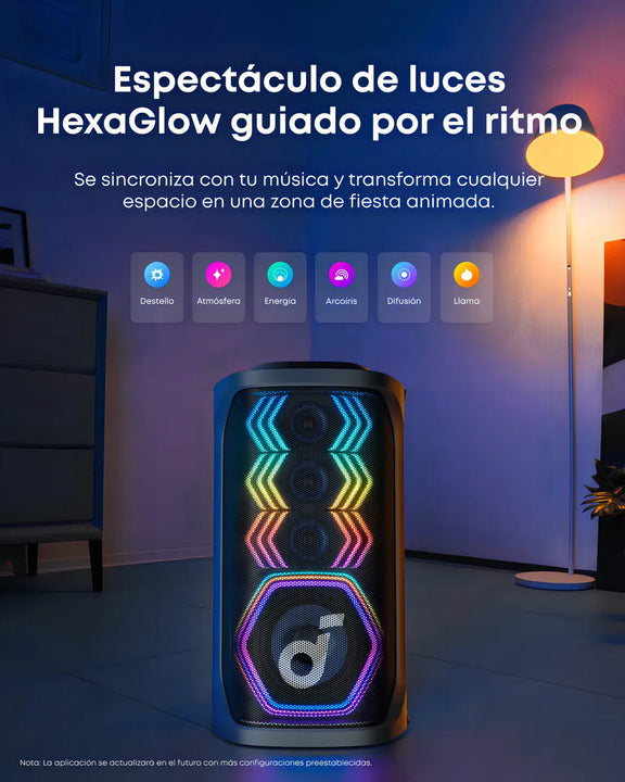 Parlante Bluetooth Soundcore Rave 3s Con 2 Microfonos 200w Color Negro