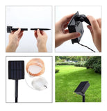 Luz Led Navideña Recargable Panel Solar 200 Leds Impermeable Blanco