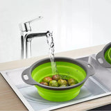Colador Escurridor Plegable Expansible De Silicona X 2 Verde