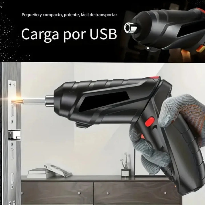 Atornillador Inalambrico Recargable 50 En 1 Con Estuche - Negro - 50