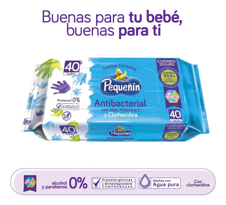 Toallitas Humedas Pequeñin Antibacterial Manos X 40und