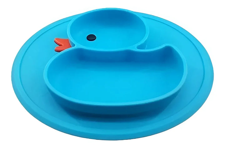 Plato Silicona Antideslizante Para Bebé Hydg-1 Color Azul Pato