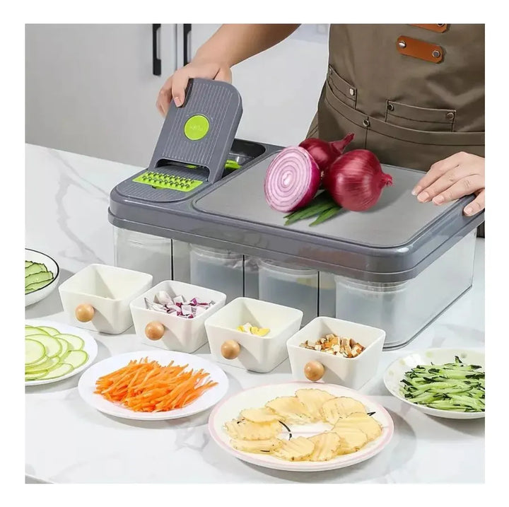 Cortador De Verduras Mandolina 28 En 1 Rallador Rebanador Gris