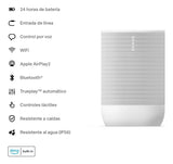 Sonos Move 2 - Parlante Portátil Con Sonido Estéreo Wifi Bt Blanco