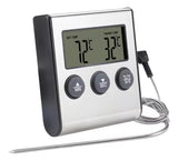 Termómetro Digital Horno Cocina Bbq Sonda Acero Iman Base Plateado