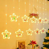 Cortina Luces Navideñas Estrellas Figuras Navidad 3mts Transparente