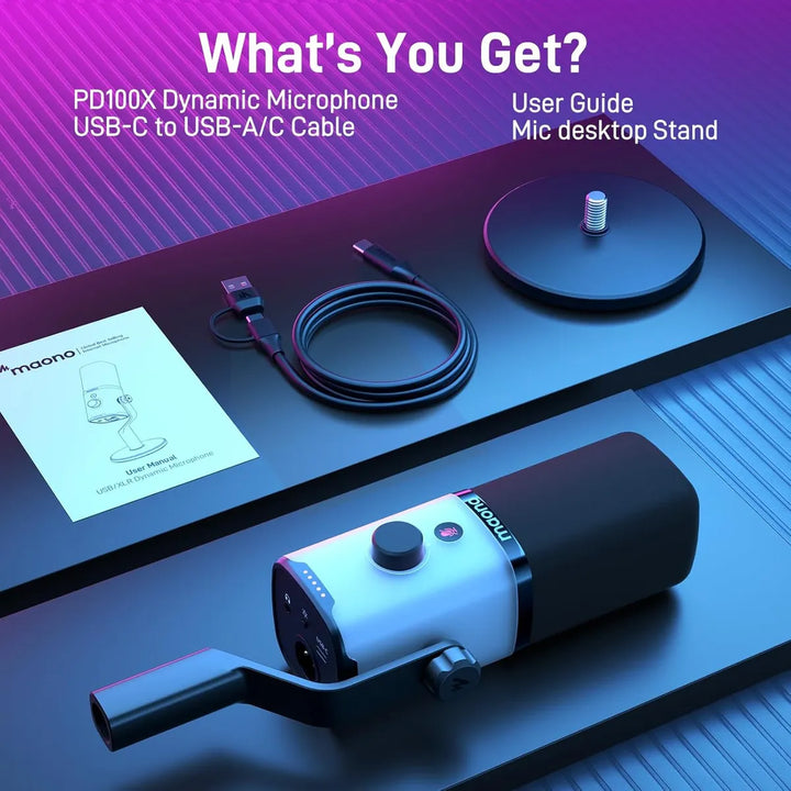 Maono Micrófono dinámico PD100x USB/XLR Led Rgb Gamer