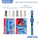 Combo Mini Reloj Para Niños Kr-918 7 En 1 Personajes - Según Disponibilidad