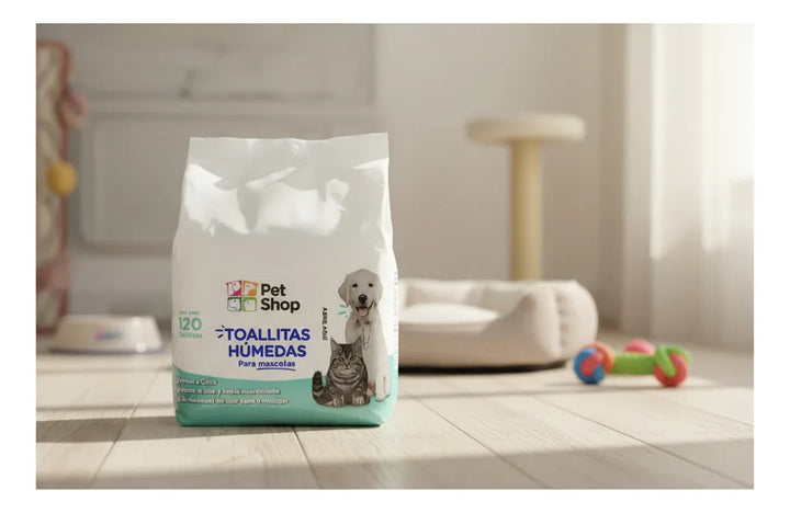 120 Pañitos Humedos Mascota Aloe Pet Shop Sin Irritacion No Aplica Unica