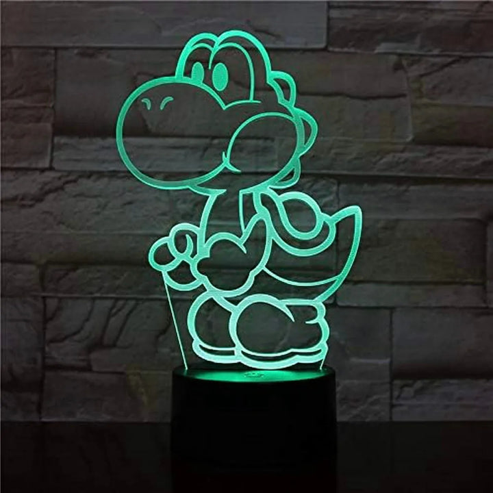 Lámpara De Noche Led 3d Mario Bros Yoshi Holograma Regalo Negra
