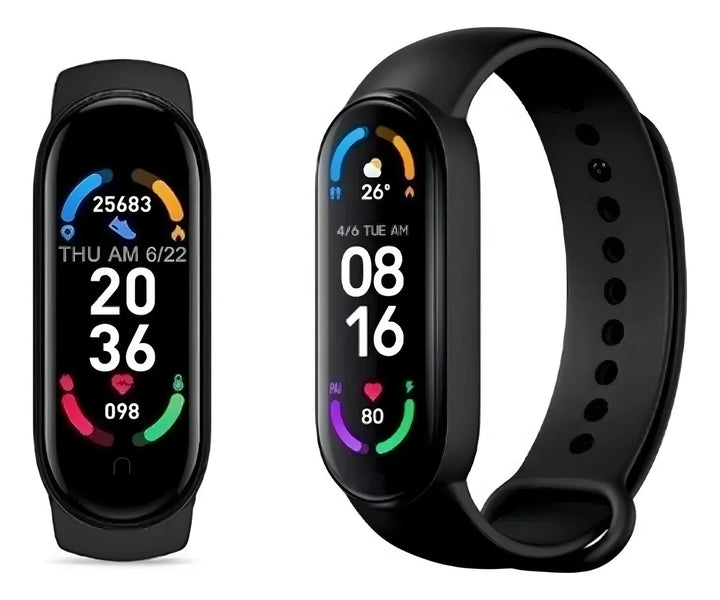 Smartwatch M6 Smartband Banda Inteligente Color De La Caja Negro Color De La Malla Rosa