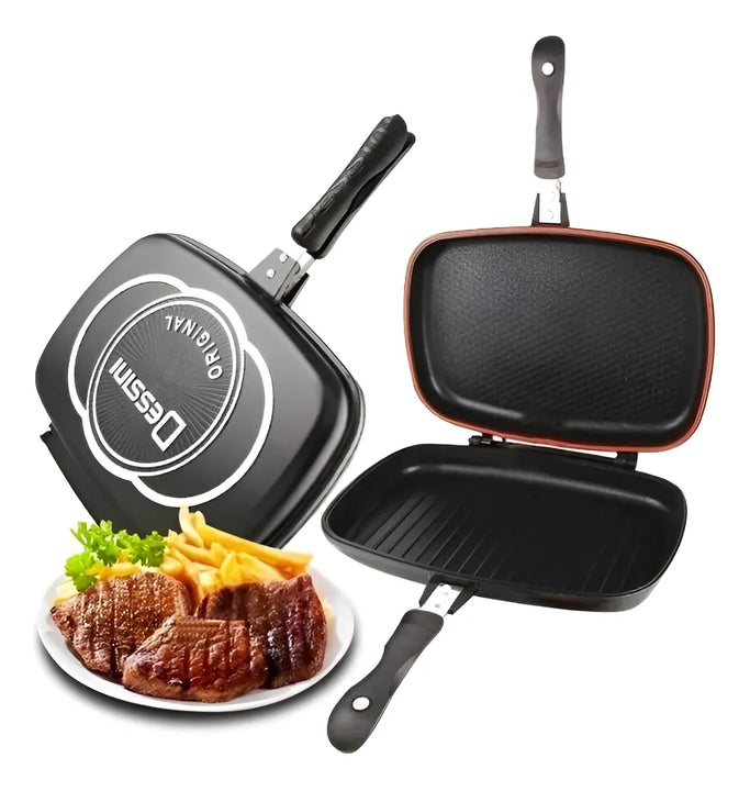 Sartén Doble Parrilla Dessini Italiana Antiadherente 36 Cm Color Negro