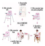 Silla Comedor Para Bebe Multifuncional 5 En 1 + Obseq Bz-506 Color Azul Ninos