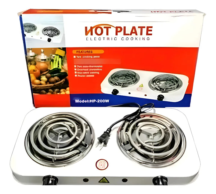 Estufa Eléctrica 2 Puestos 5 Niveles De Temperatura 2000w Co Blanco