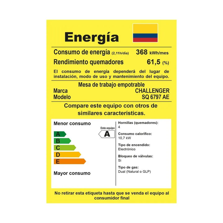 Estufa de Empotrar Vidrio Templado Cuatro Puestos 100 cm Gas Natural