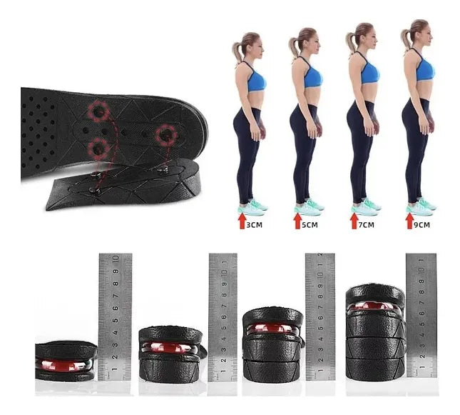 Plantillas Aumento Altura Estatura 3-7cm Zapatos Color Negro Tamaño De La Plantilla Ajustable