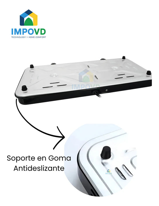 Fogon Estufa Electrica Portatil Blanca 2 Puestos Quemadores Potencia 2000W Cocina Compacta Resistente Hogar Oficina Viajes Camping Practica Rapida Segura Limpieza Sencilla Impovd