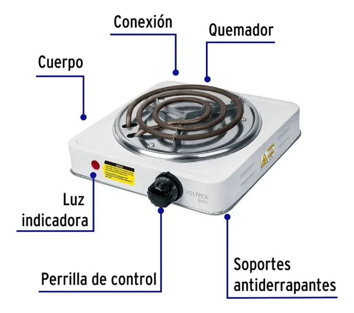 Estufa Eléctrica Portátil Cocina Sobre Mesa Un Puesto Blanco