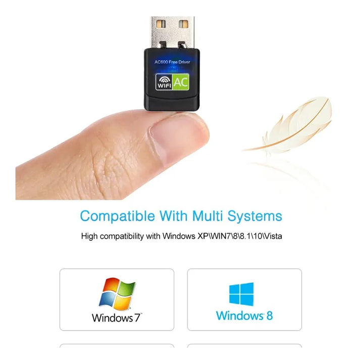 Adaptador Wifi Usb 5g Tarjeta Red Pc Ac 600 Doble Banda
