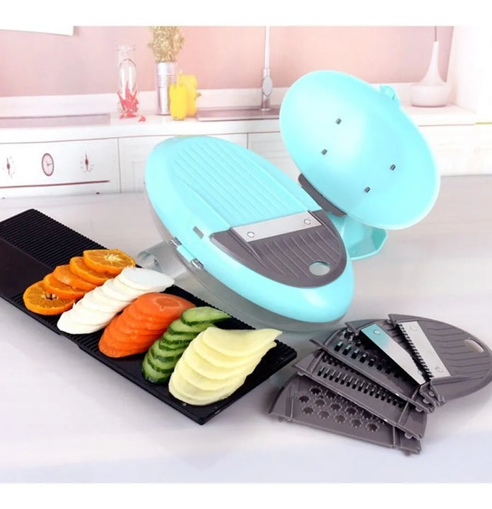 Cortador Rallador De Verduras Mandolina Ovalada 6 En 1