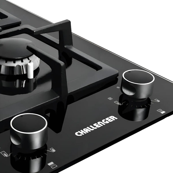 Estufa De Empotrar Challenger 2pt Gas Vidrio Sq 6730 Color Negro