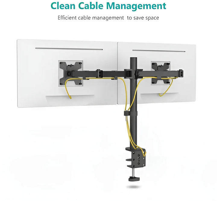 Soporte Para 2 Monitores Doble Dual Escritorio Wali M002-32 Negro Tamaño de 13" a 32"