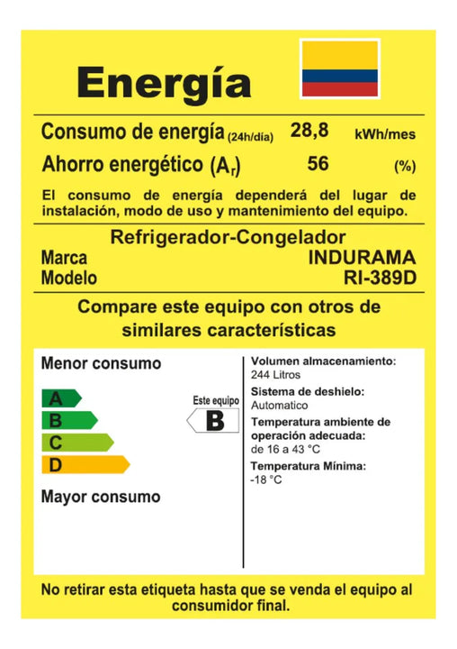 Nevera Indurama Ri-389d 244lt Gris No Frost Dispensador