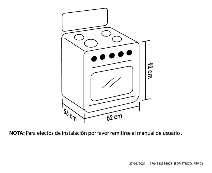 Estufa Romero Ultra Haceb 50 Cms Gas Natural Inox Color Negro