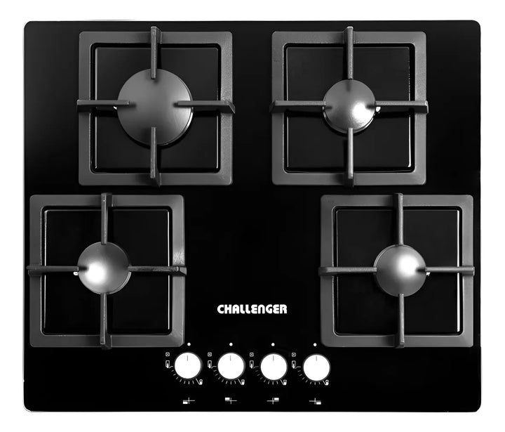 Estufa A Gas 4 Puestos Challenger/ Vidrio Templado Negro