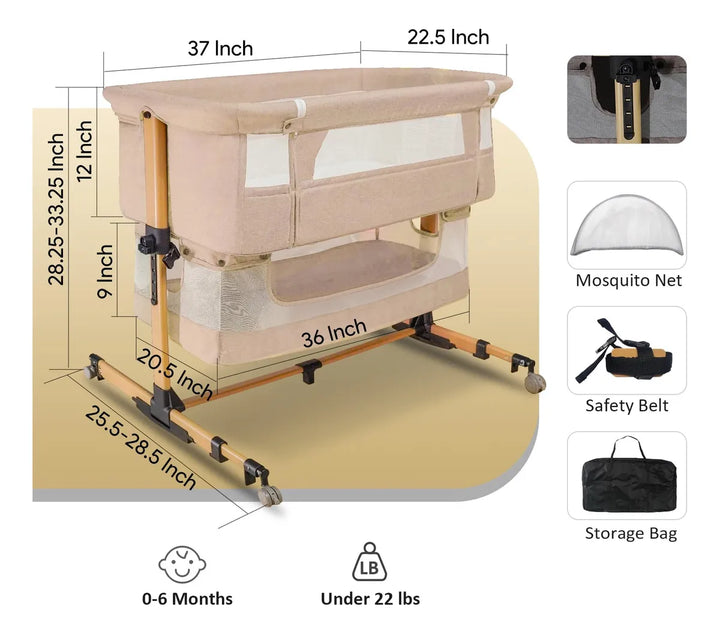 Cuna 3 En 1 Para Bebé Con Colchón Y Mosquitera Rosa