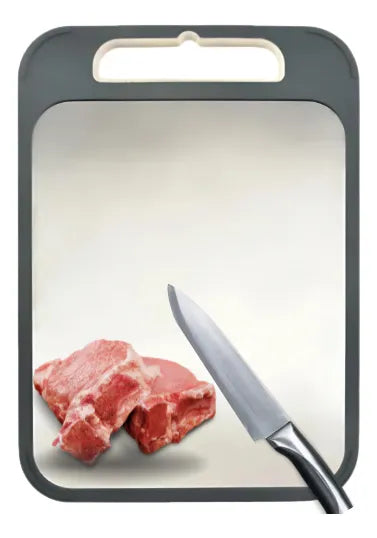 Tabla De Picar Alimentos Acero Inoxidable Antibacterial Geométrico Plateado