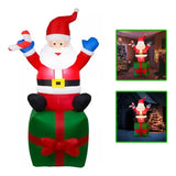 Adorno Navideño Santa Con Regalo Inflable Jardín Con Luces Blanco
