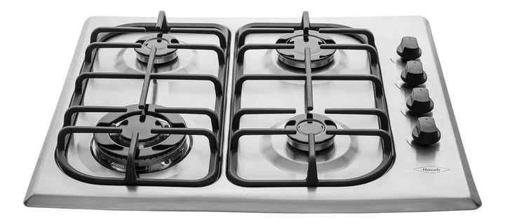 Estufa De Empotrar Inox 60 Cm Triple Llama Gas Natural Haceb Color Plateado