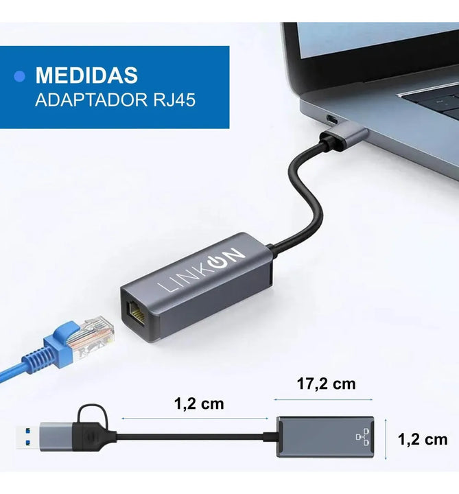 Adaptador 2en1 Usb A Y C A Rj45 Lan Ethernet 10/100/1000mbps