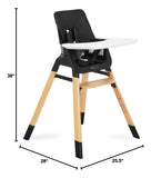 Silla Alta Compacta De Madera Negra Portátil Con Bandeja Aju